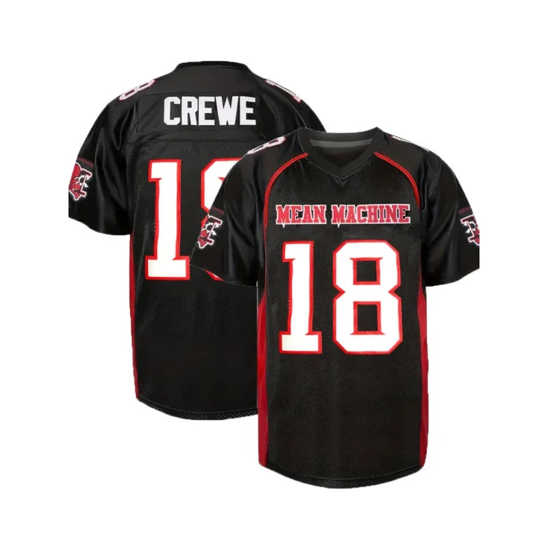 American Football Jersey MEAN MACHINE 18 CREWE Sports Jerseys Rugby Outdoor Sportswear Quarterback Catcher Jersey